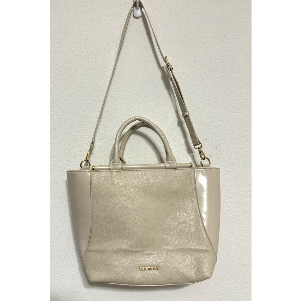 Steve Madden‎ Faux Leather Tote Bag Beige Crossbody Convertible
